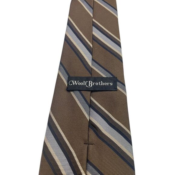 Vintage WOOLF BROTHERS COUNTESS MARA Tie Brown Gray Black Cream, Preowned - Picture 3 of 7
